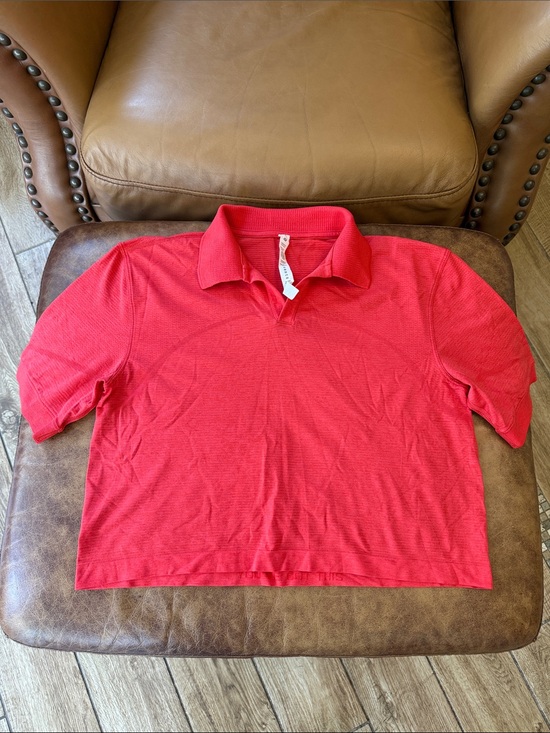 lululemon athletica Tops - Lululemon Swiftly Tech Short Sleeve Race Relaxed Fit Polo Sz 8 Hot Heat Red Glow
